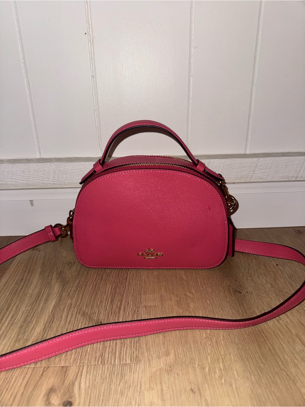 Coach Pink Pebble Leather Dome Crossbody